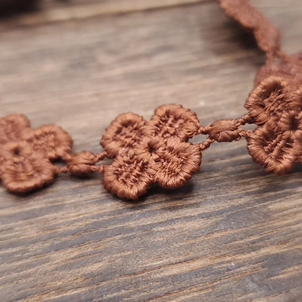 B2411 crotchet handmade brown daisy bracelet floral‎